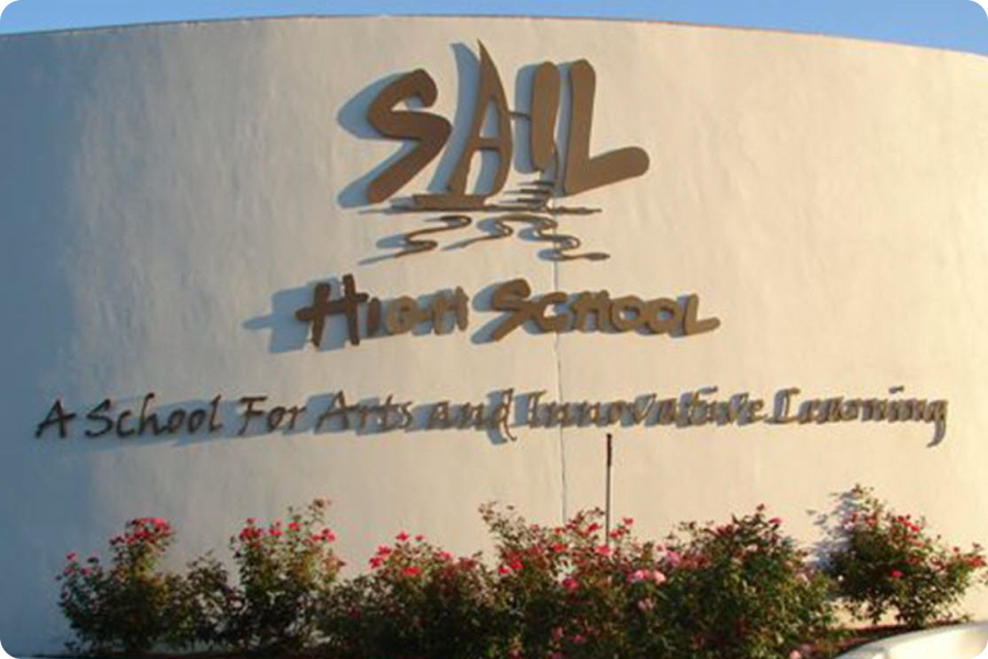 front of school sign